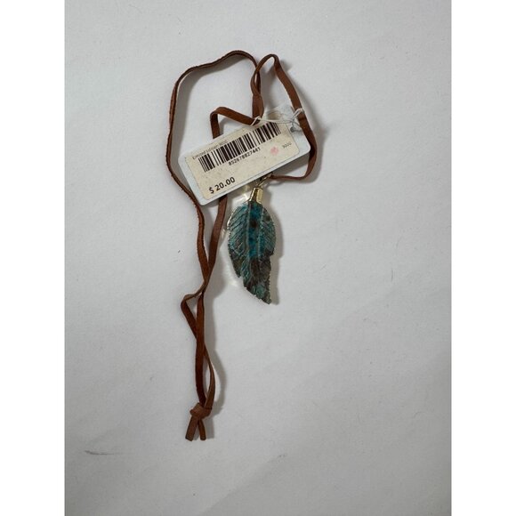 Turquoise Leaf Pendant Necklace With Leather Cord By The Jewelry Junkie - Picture 6 of 13